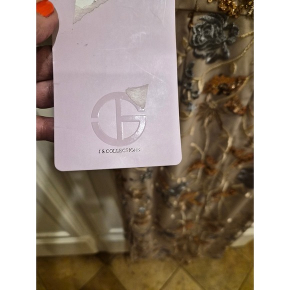 JS Collections Daphne Flutter Column Gown Mauve Sequin Floral Dress 12 NEW - Picture 12 of 16